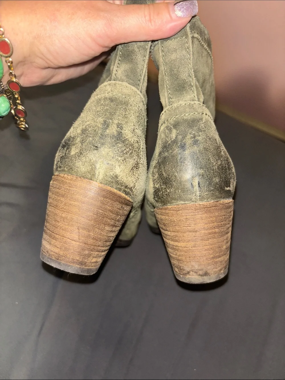 Taos suede western style ankle boots